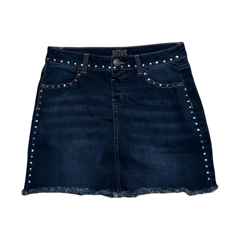 Justice Dark Wash Studded Denim Mini Skirt/Skort Youth Size 16